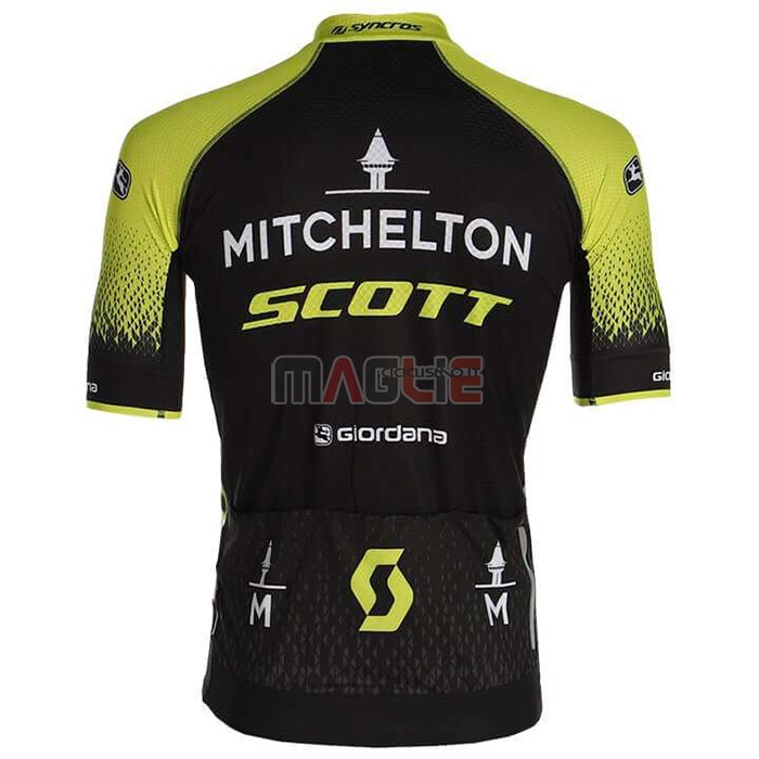 Maglia Mitchelton-Scott Manica Corta 2020 Nero Giallo